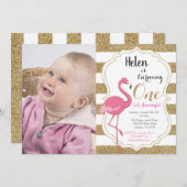 Invitation Première fille d'invitation d'anniversaire de (Devant / Derrière)