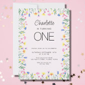 Invitation Première fille Floral fleur sauvage rose anniversa