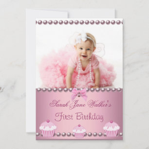 Invitation Première fille pour son 1er anniversaire Gâteaux r