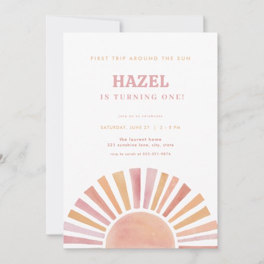 Invitation Première fille voyage autour du soleil Anniversair (Devant)