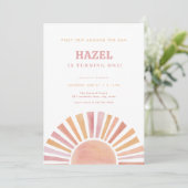 Invitation Première fille voyage autour du soleil Anniversair (Debout devant)