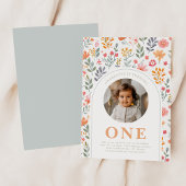 Invitation Première Fleur sauvage d'anniversaire de la petite