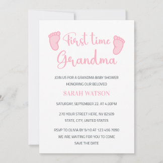 Invitation Première fois Grand-mère bébé fille pieds douche