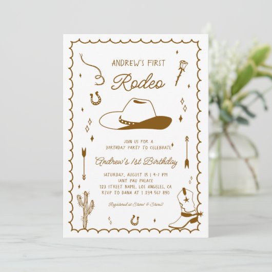 Invitation Première main rodéo tirée Ouest Ouest Ouest 1er an (Debout devant)