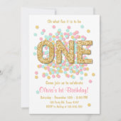 Invitation Première menthe d'or de rose de fille d'invitation (Devant)