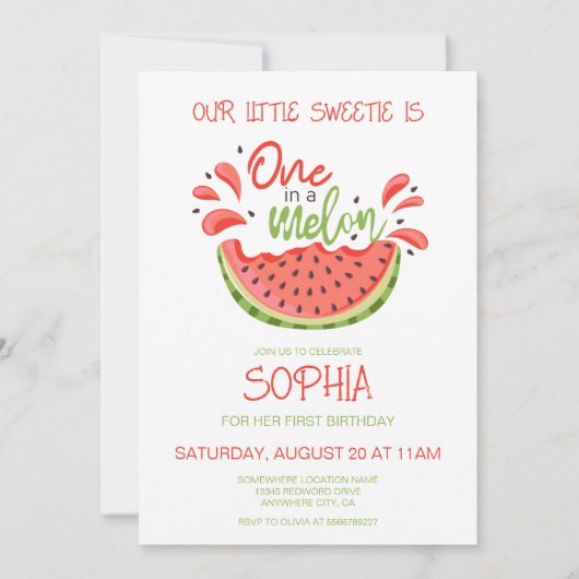 Invitation Première pastèque d'un Melon (Devant)