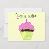 Invitation Première Personnaliser d'invitation de Cupcake ros (Devant)