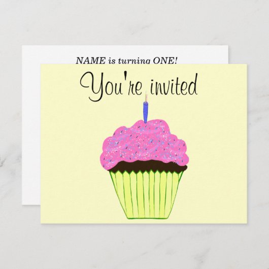 Invitation Première Personnaliser d'invitation de Cupcake ros (Devant / Derrière)
