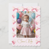 Invitation Première photo d'anniversaire aquarelle Bow mignon (Dos)