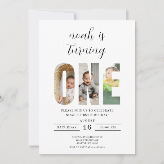 Invitation Première photo minimaliste (Devant)