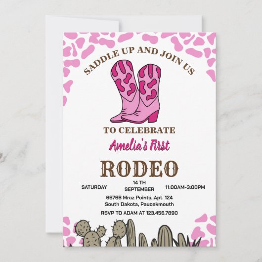 Invitation Première Rodéo 1ère fête Anniversaire (Devant)