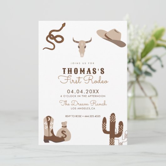 Invitation Première Rodéo Cowboy Fête d'anniversaire Invitati (Debout devant)