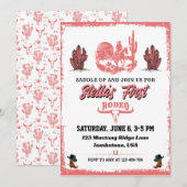 Invitation Première Rodéo Cowgirl Anniversaire Fête Invitatio (Devant / Derrière)