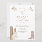 Invitation Première Rodéo Cowgirl Anniversaire Fête Invitatio (Devant)