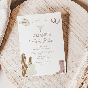 Invitation Première Rodéo Cowgirl Anniversaire Fête Invitatio