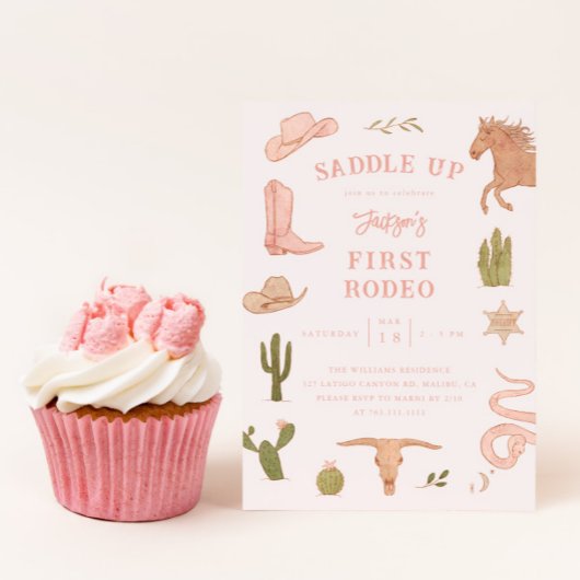 Invitation Première Rodéo Cowgirl fête d'anniversaire