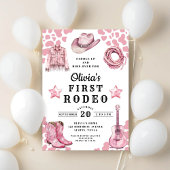 Invitation Première Rodéo de la fille rose 1er anniversaire