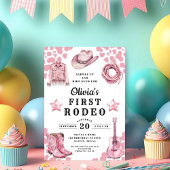 Invitation Première Rodéo de la fille rose 1er anniversaire