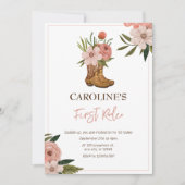 Invitation Première Rodéo de petite fille 1er anniversaire (Devant)