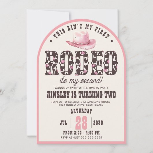 Invitation Première Rodéo Filles Archées sur mesure 2e fête d (Devant)