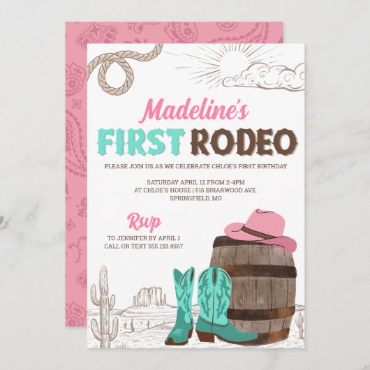 Invitation Première Rodéo Filles Occident Premier Anniversair (Devant / Derrière)