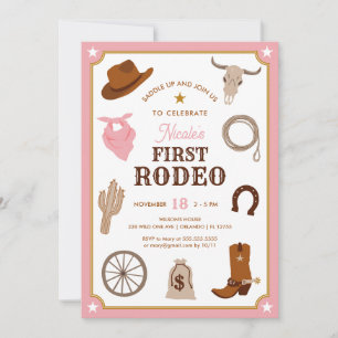 Invitation Première Rodéo Pink Cowgirl Wild West Premier anni