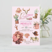 Invitation Première Rodéo Rose Cowgirl Western Anniversaire (Debout devant)