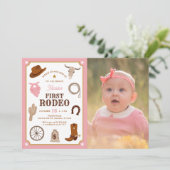 Invitation Première Rodéo Rose Girl Wild West 1er Anniversair (Debout devant)