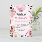 Invitation Première Rodéo Wild West Cowgirl Anniversaire Invi (Debout devant)