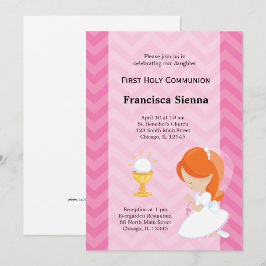 Invitation Première sainte communion (Devant / Derrière)