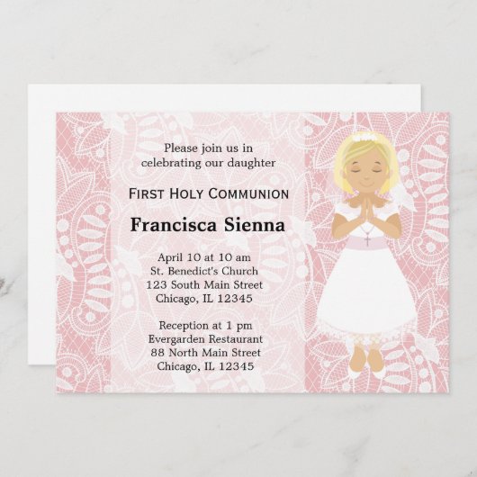 Invitation Première sainte communion (Devant / Derrière)