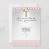 Invitation Première Sainte Communion 1ère Croix d'or Filles R (Dos)