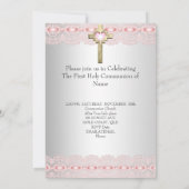 Invitation Première Sainte Communion 1ère Croix d'or Filles R (Dos)