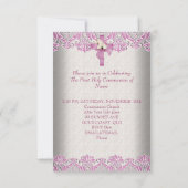 Invitation Première Sainte Communion 1ère Croix Filles Crème  (Dos)