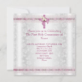 Invitation Première Sainte Communion 1ère Croix Filles Rose b (Dos)