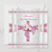 Invitation Première Sainte Communion 1ère Croix Filles Rose b (Devant)