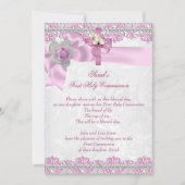 Invitation Première Sainte Communion 1ère Croix Filles Rose b (Devant)