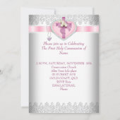 Invitation Première Sainte Communion 1ère Croix Filles Rose b (Dos)