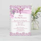 Invitation Première Sainte Communion 1ère Croix Filles Rose b (Debout devant)