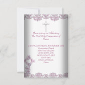 Invitation Première Sainte Communion 1ère Croix Filles Rose b (Dos)