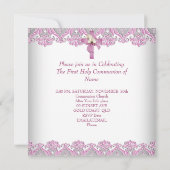 Invitation Première Sainte Communion 1ère Croix Filles Rose b (Dos)