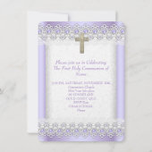 Invitation Première Sainte Communion 1ère Filles Croix Lavand (Dos)