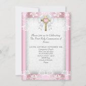Invitation Première Sainte Communion 1ère Filles Croix Rose 8 (Dos)