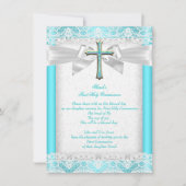 Invitation Première Sainte Communion 1ère Filles Croix Turquo (Devant)