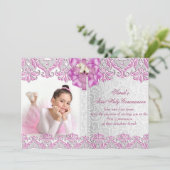 Invitation Première Sainte Communion 1ère Filles Lilac Pink P (Debout devant)