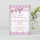 Invitation Première Sainte Communion 1ère Filles Pink Pearl L (Debout devant)