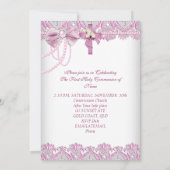 Invitation Première Sainte Communion 1ère Filles Pink Pearl L (Dos)