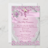 Invitation Première Sainte Communion 1re Croix Filles Dentell (Devant)