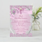 Invitation Première Sainte Communion 1re Croix Filles Dentell (Debout devant)