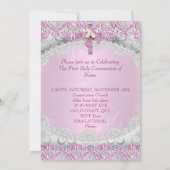 Invitation Première Sainte Communion 1re Croix Filles Dentell (Dos)